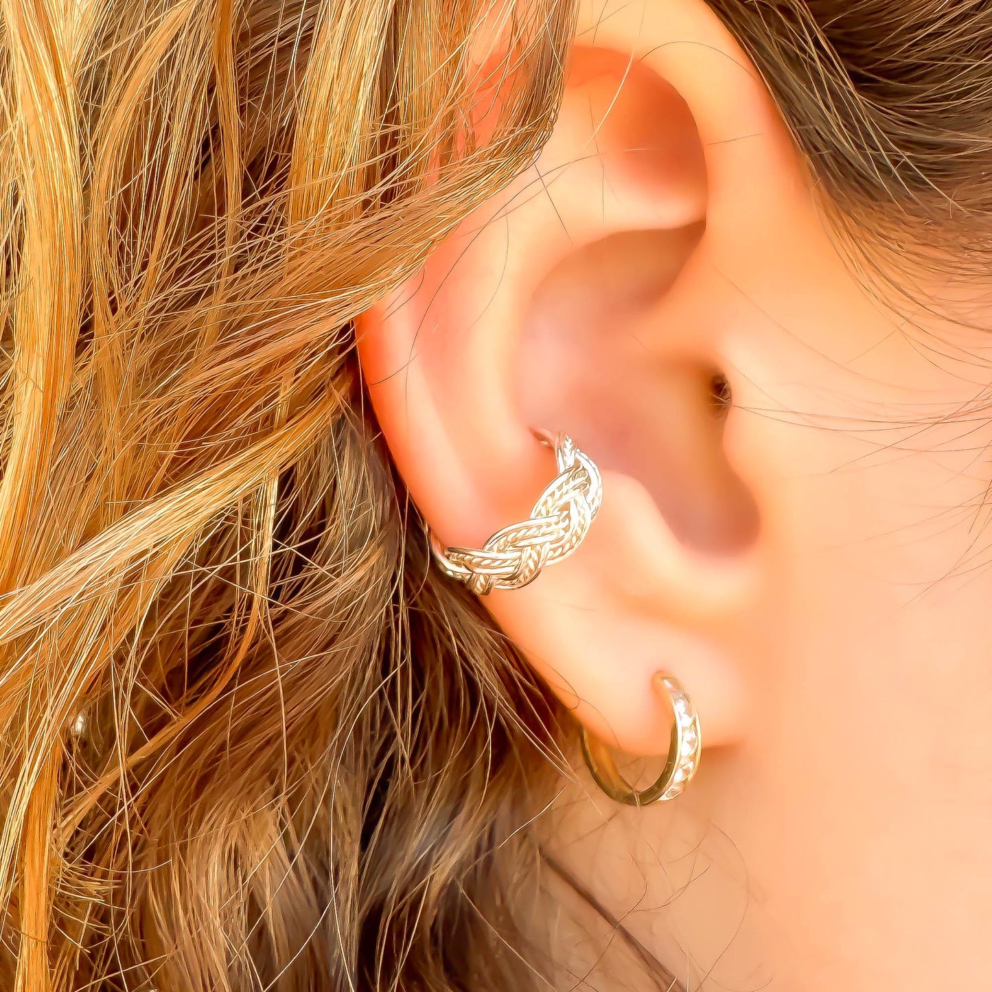 Braid Twist Conch Ear Cuff, Sterling Silver