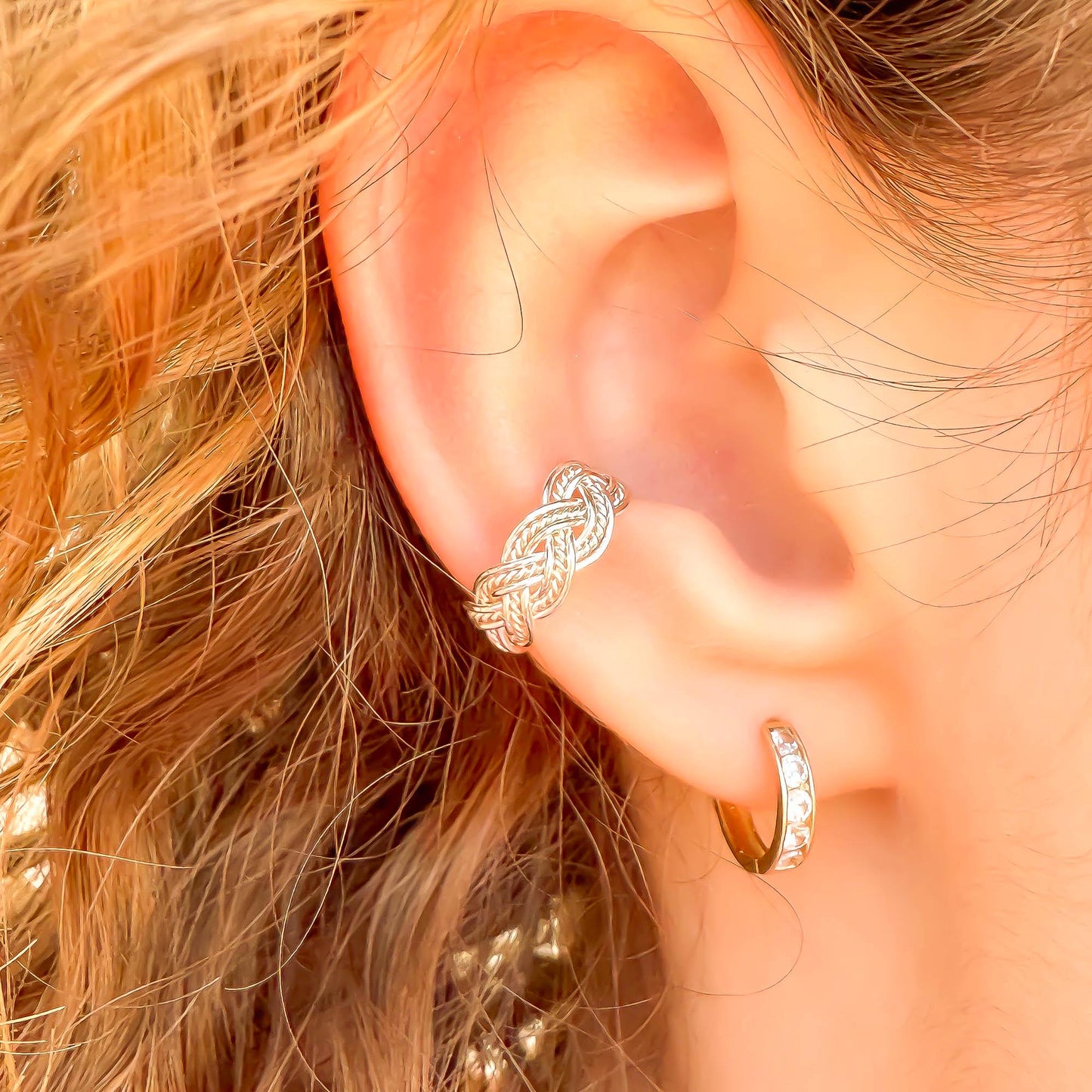 Braid Twist Conch Ear Cuff, Sterling Silver