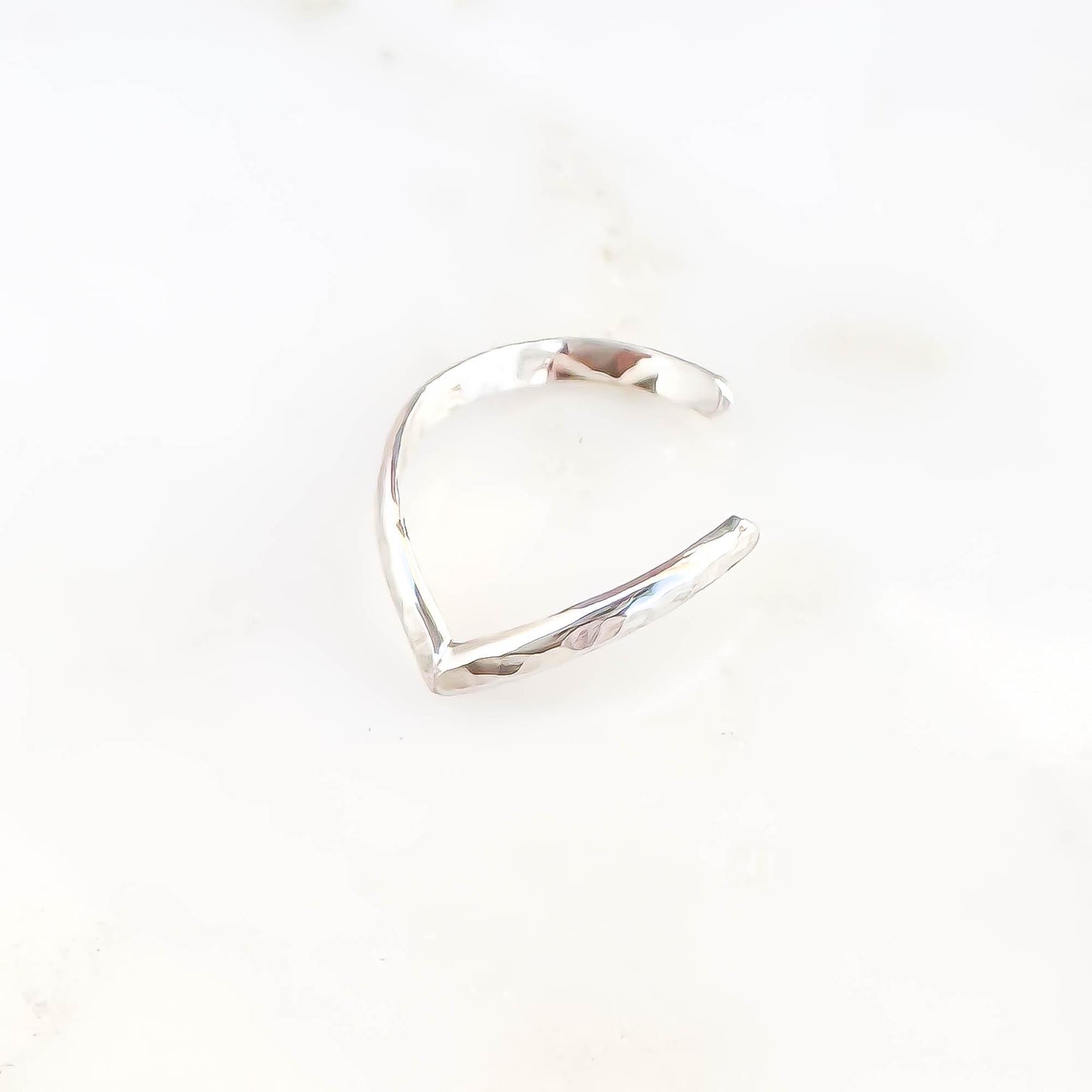 Hammered Chevron Conch Ear Cuff, Sterling Silver