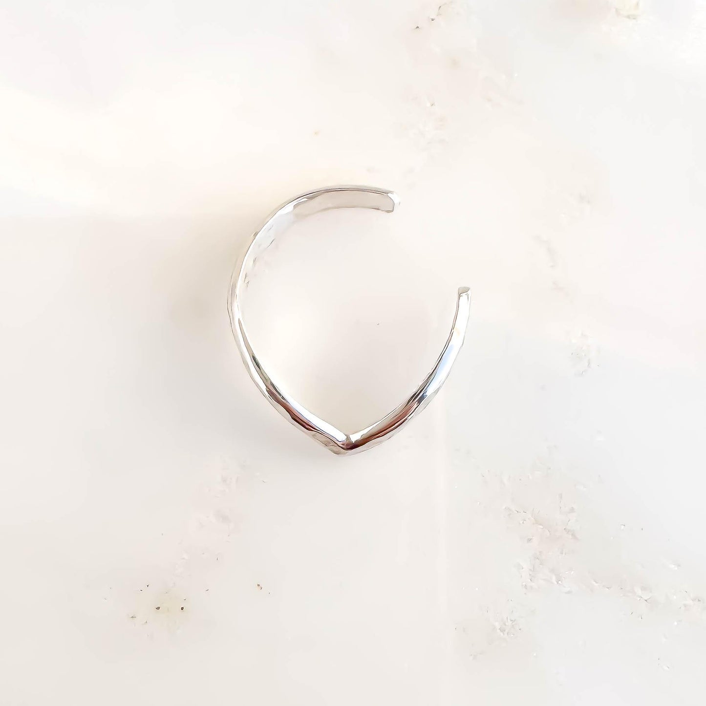 Hammered Chevron Conch Ear Cuff, Sterling Silver