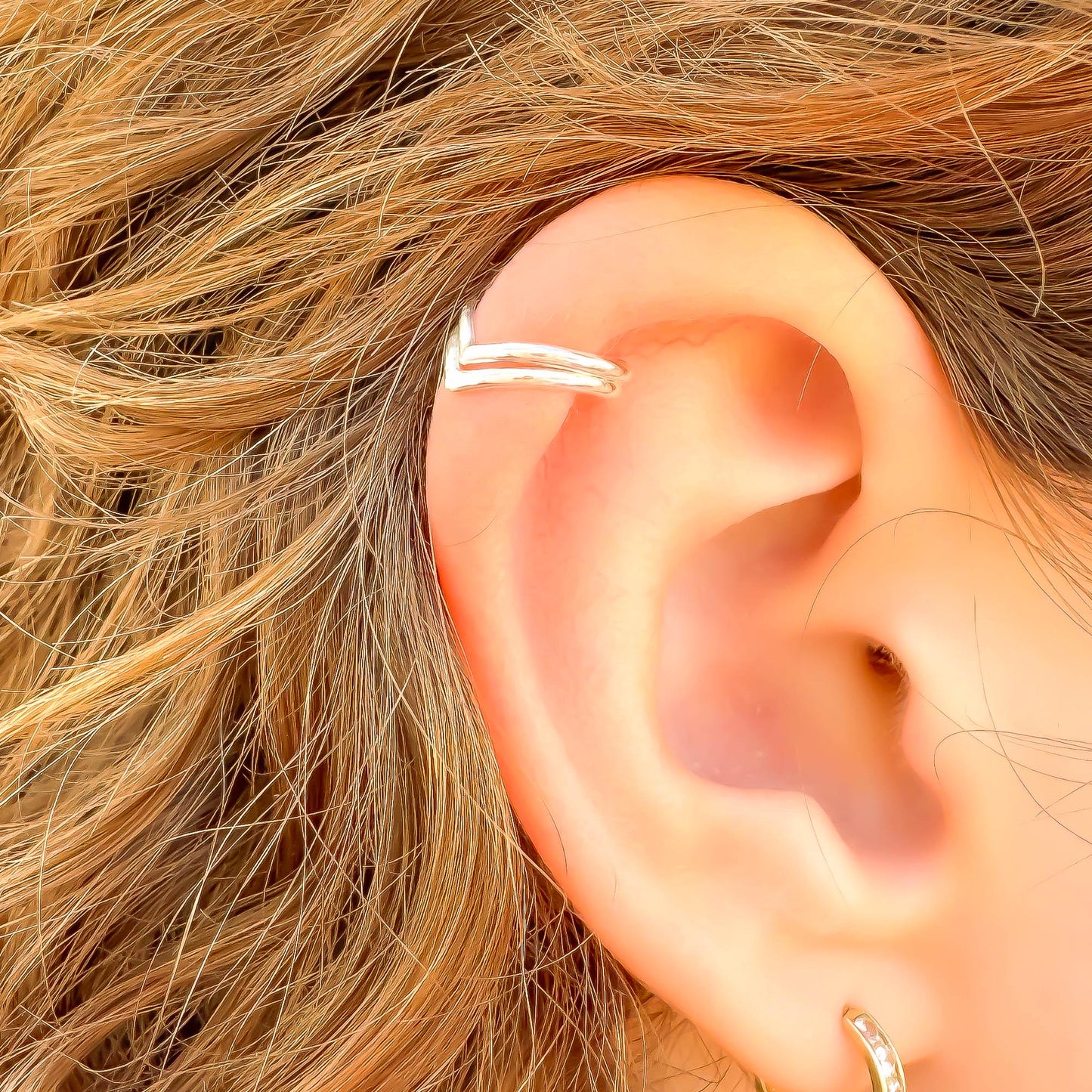 Mini Chevron Upper Ear Cuff, Sterling Silver