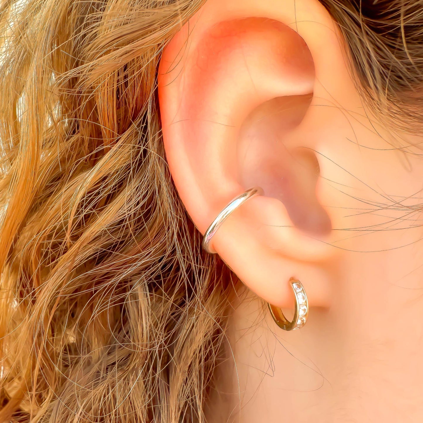 Thick Round Conch Ear Cuff, Sterling Silver
