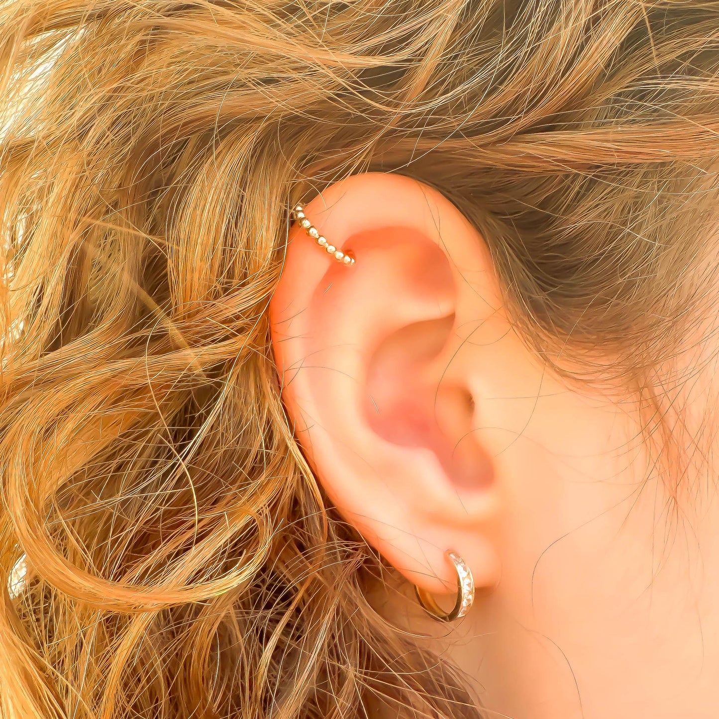 Dainty Mini Bead Ear Cuff, 14K Gold Filled