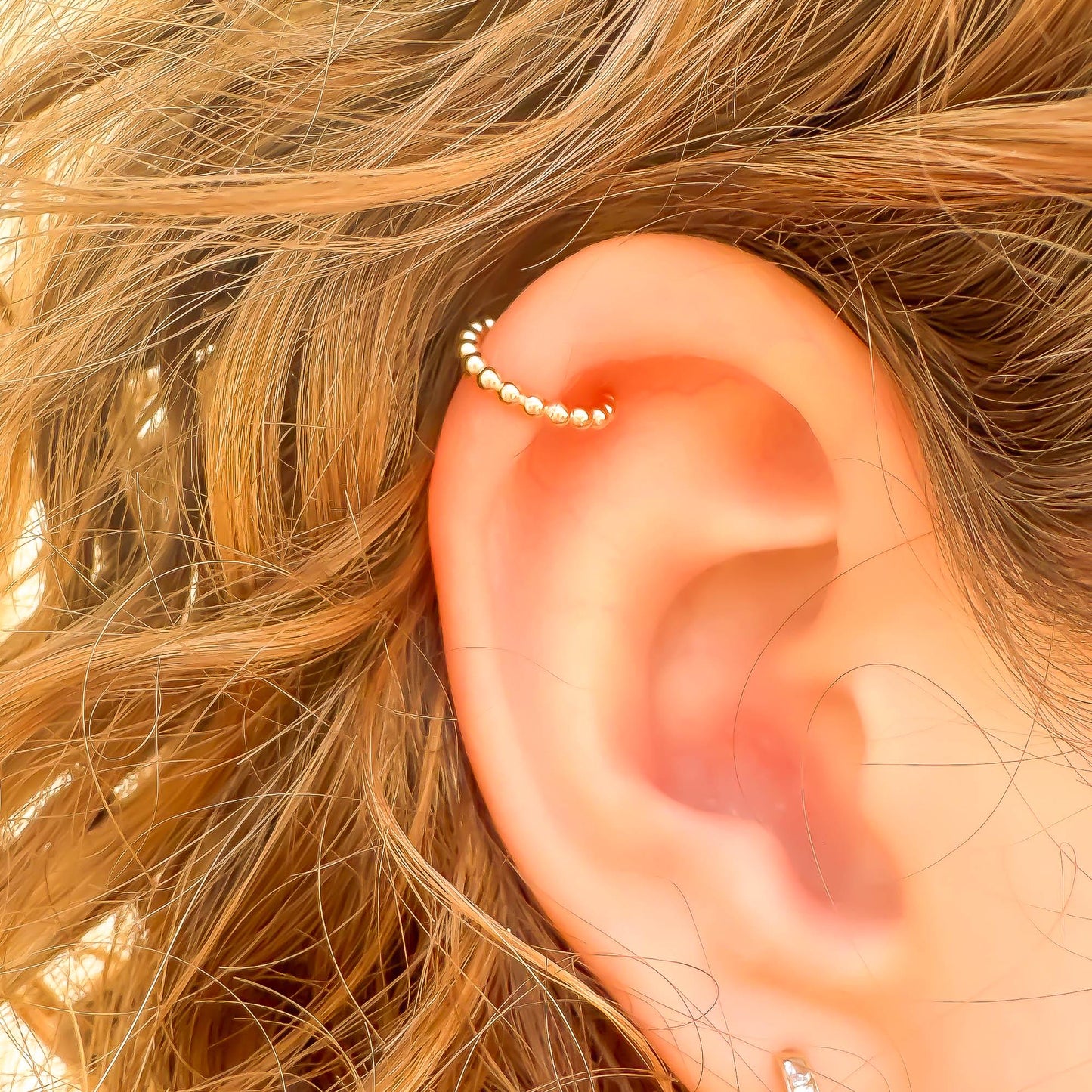Dainty Mini Bead Ear Cuff, 14K Gold Filled