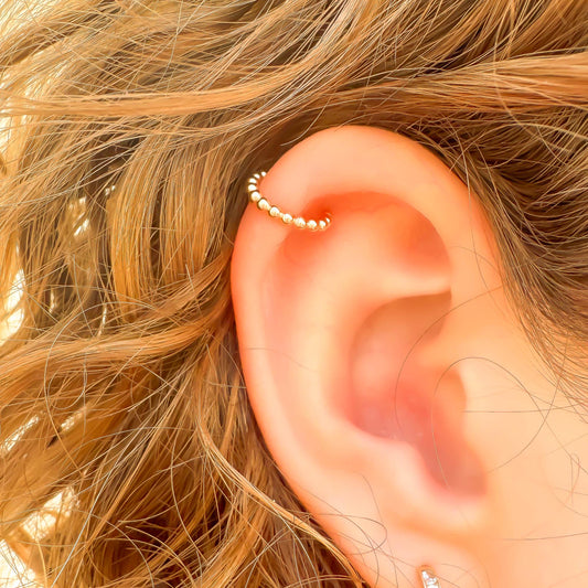Dainty Mini Bead Ear Cuff, 14K Gold Filled