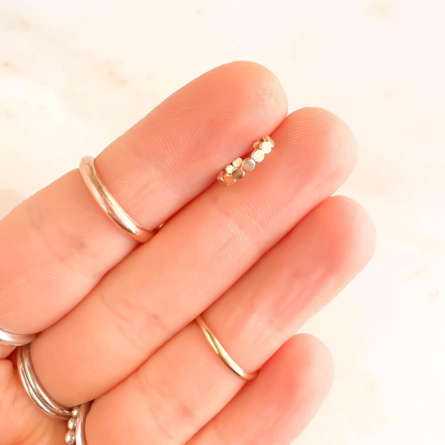 Dainty Flat Mini Bead Ear Cuff, 14K Gold Filled