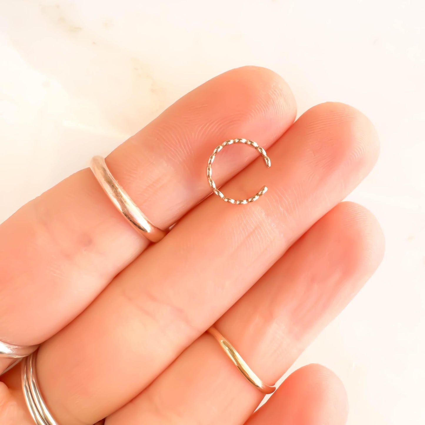 Dainty Flat Mini Bead Ear Cuff, 14K Gold Filled