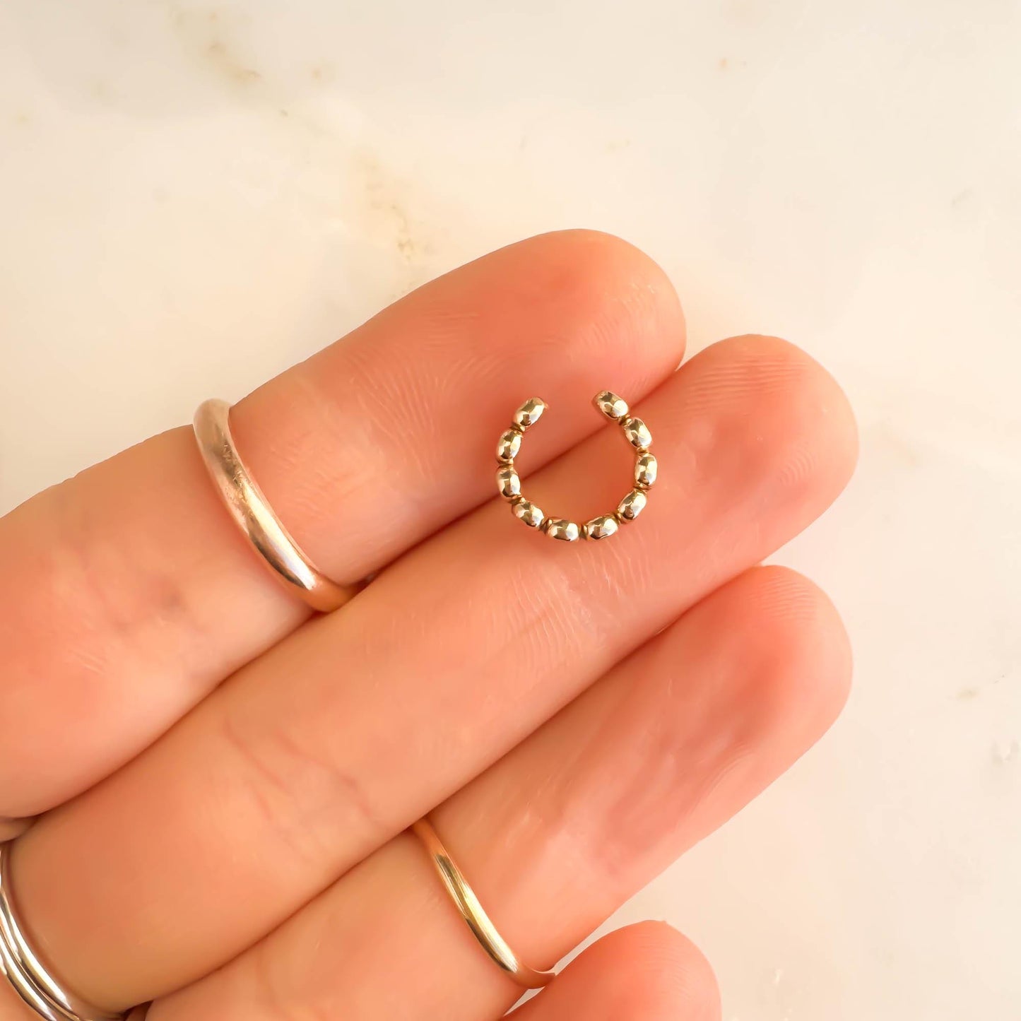 Flat Bead Mini Ear Cuff, 14K Gold Filled