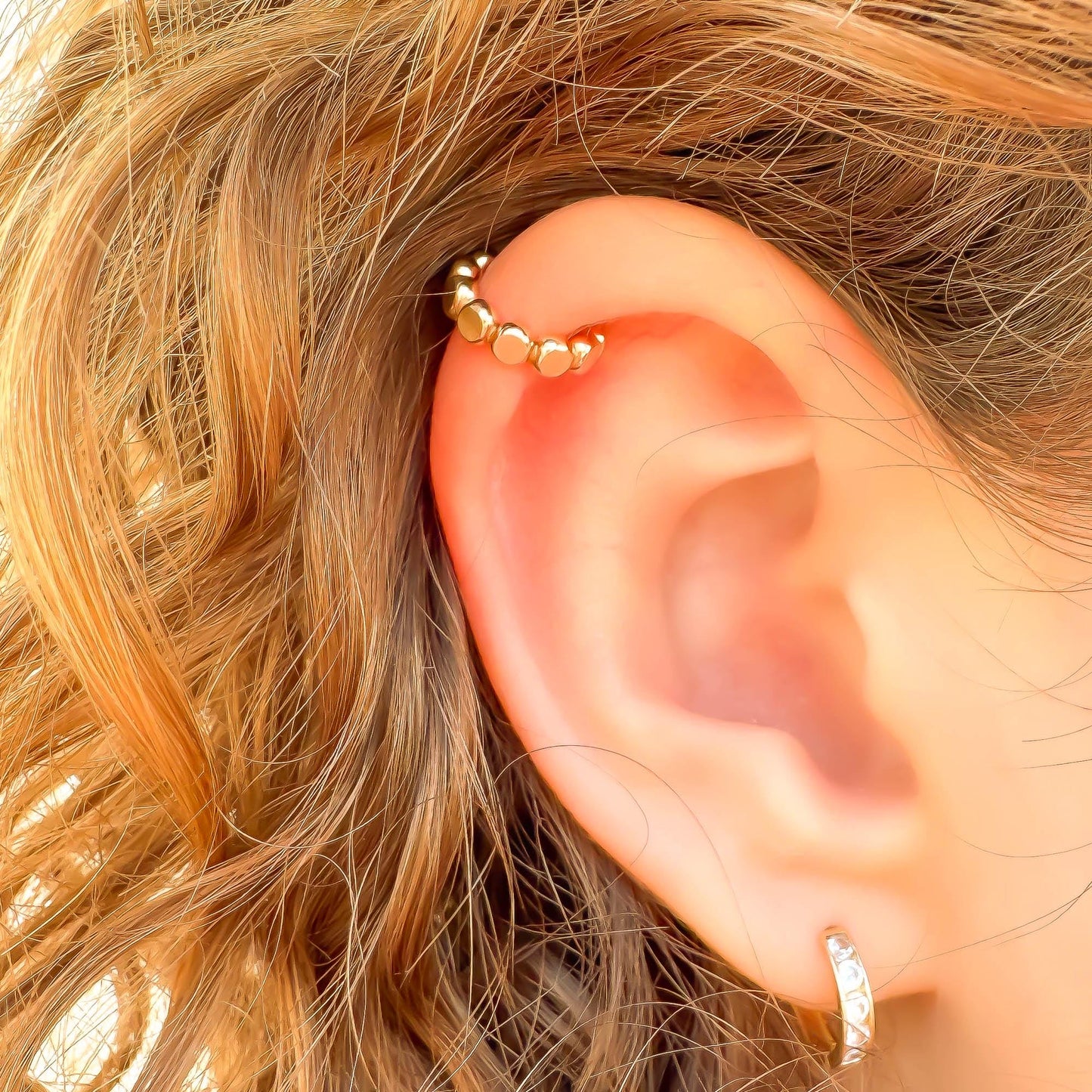 Flat Bead Mini Ear Cuff, 14K Gold Filled