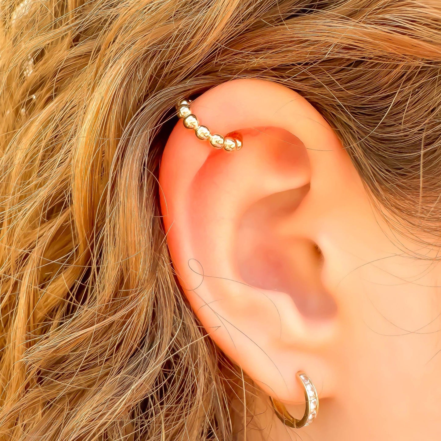 Bead Upper Ear Cuff, 14K Gold Filled
