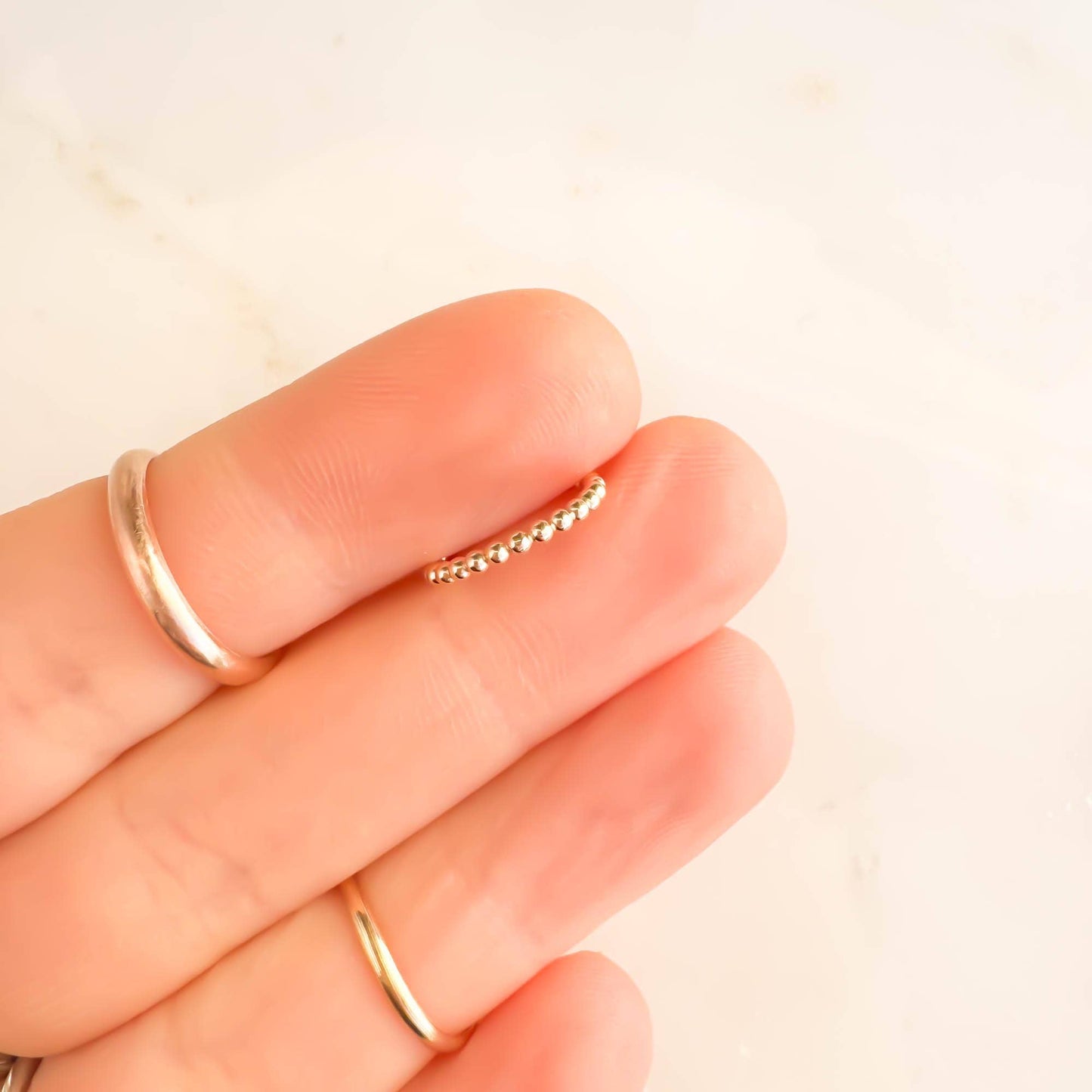 Dainty Bead Conch Ear Cuff, 14K Gold Filled