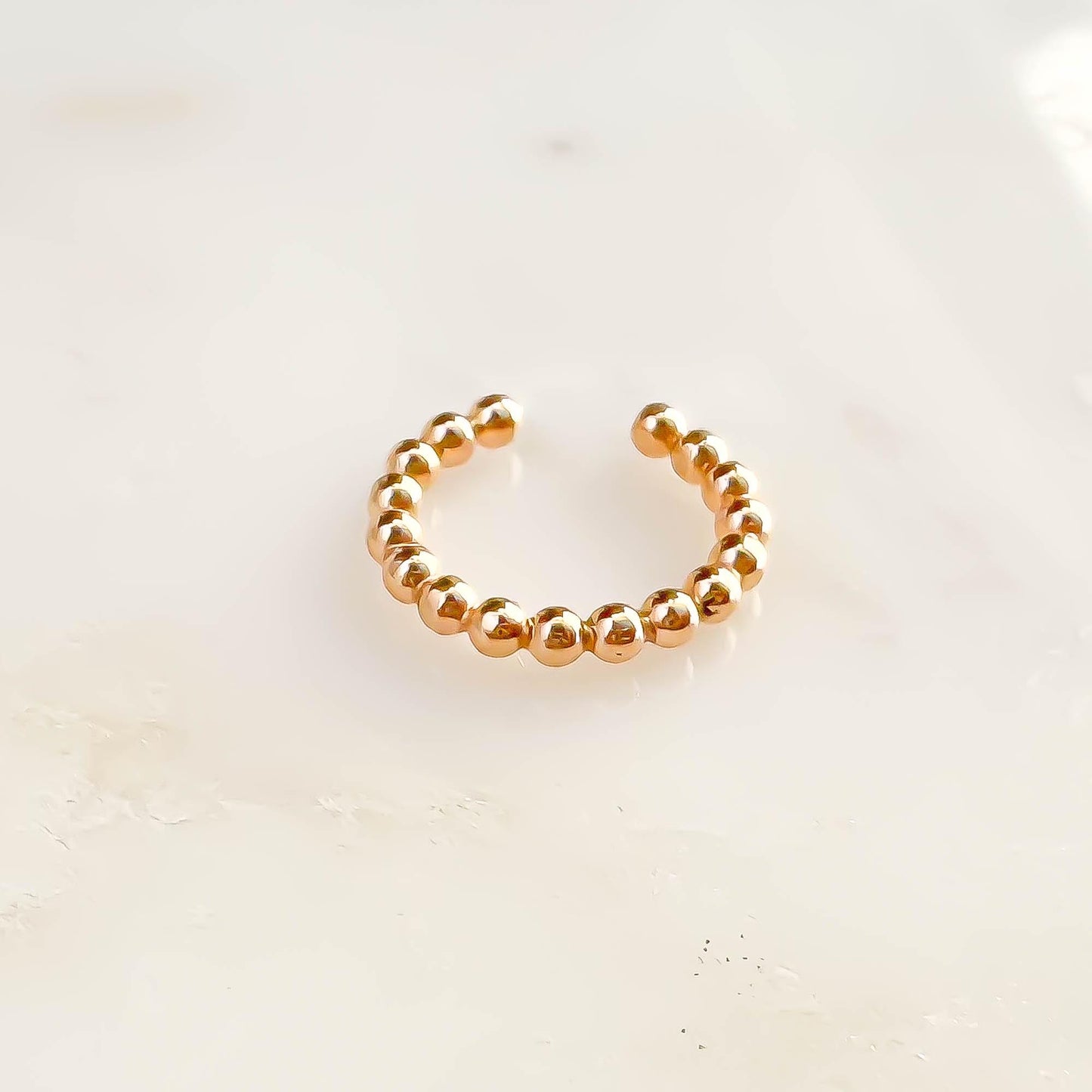 Dainty Bead Conch Ear Cuff, 14K Gold Filled