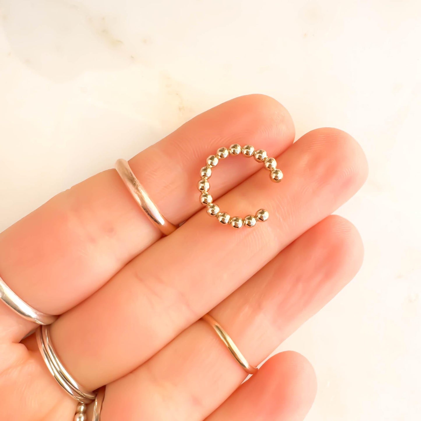 Bead Conch Ear Cuff, 14K Gold Filled