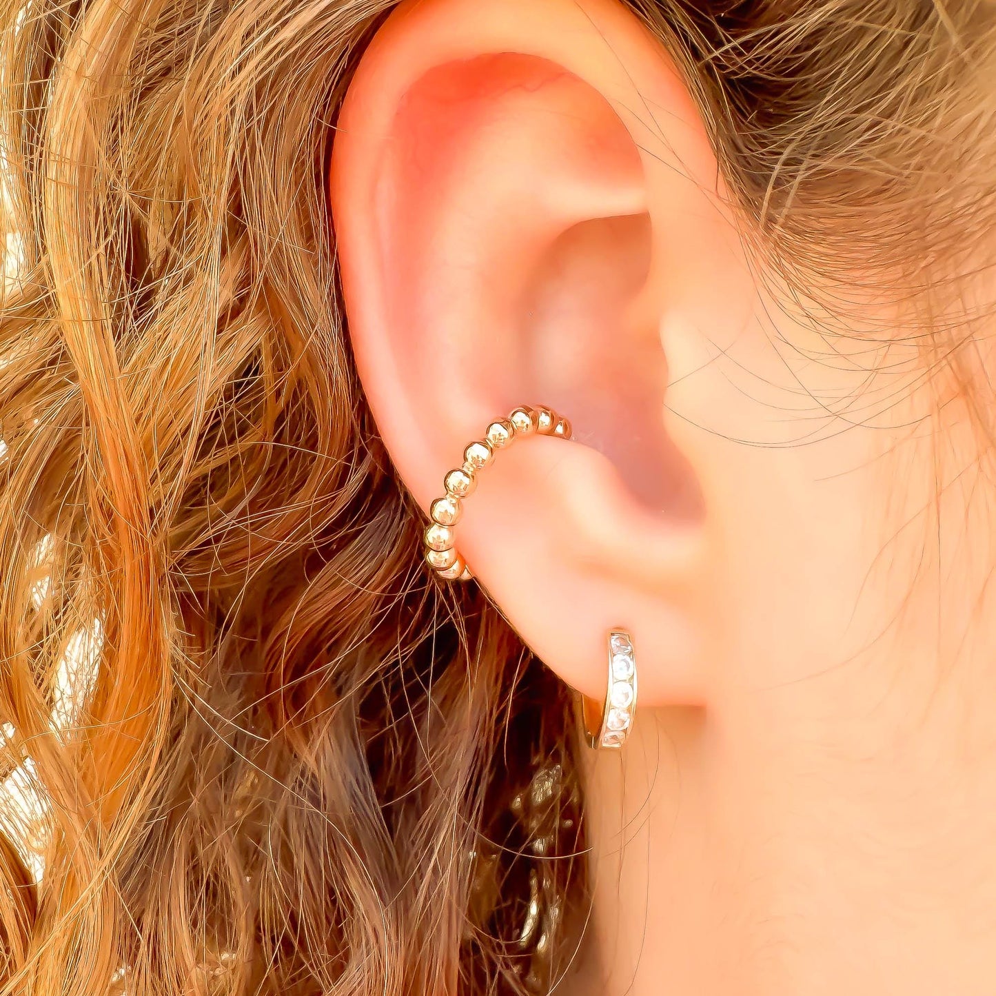 Bead Conch Ear Cuff, 14K Gold Filled