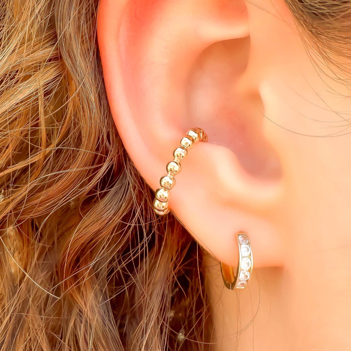 Bead Conch Ear Cuff, 14K Gold Filled