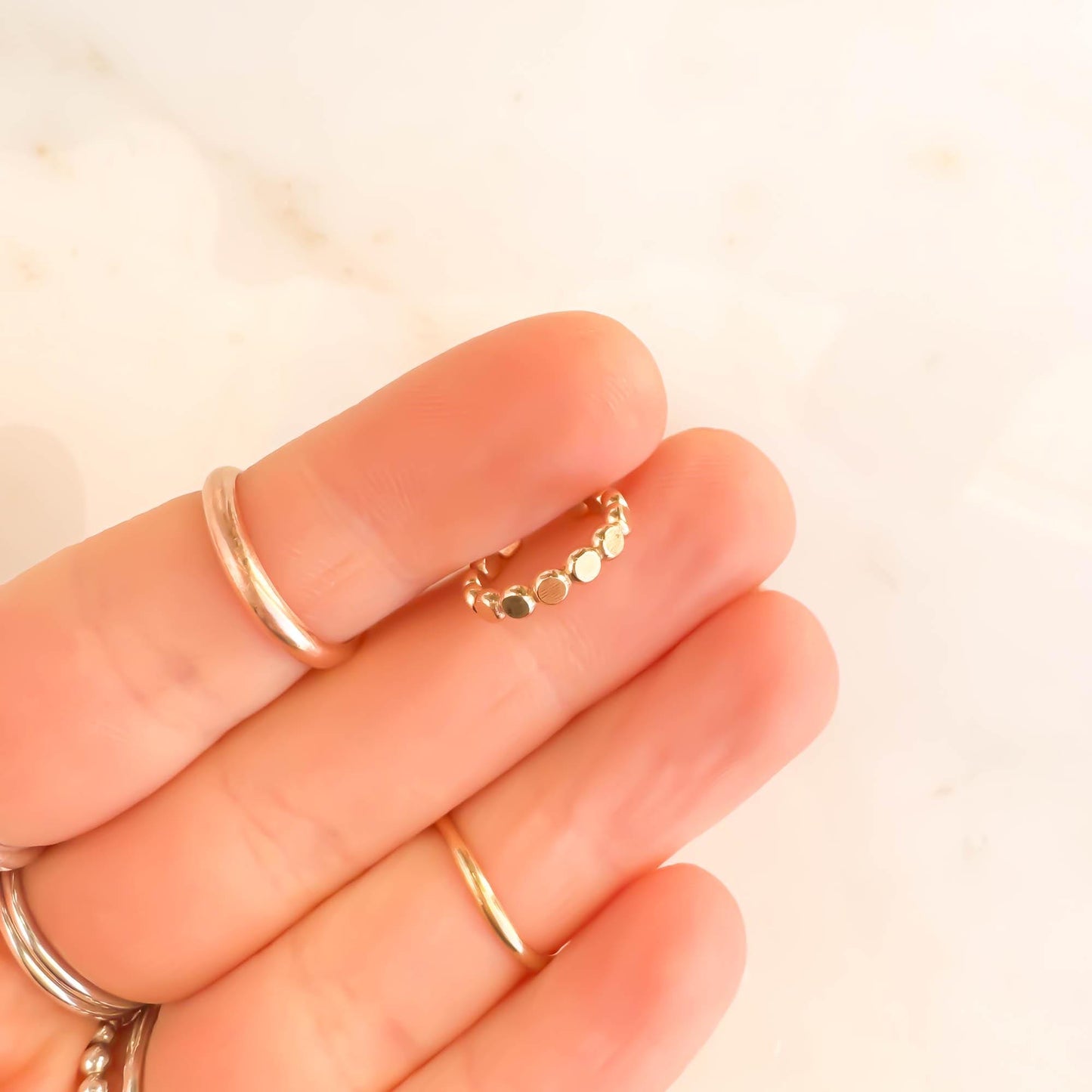Flat Bead Conch Ear Cuff, 14K Gold Filled