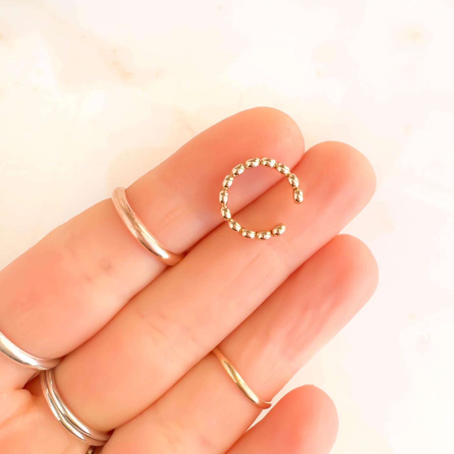 Flat Bead Conch Ear Cuff, 14K Gold Filled