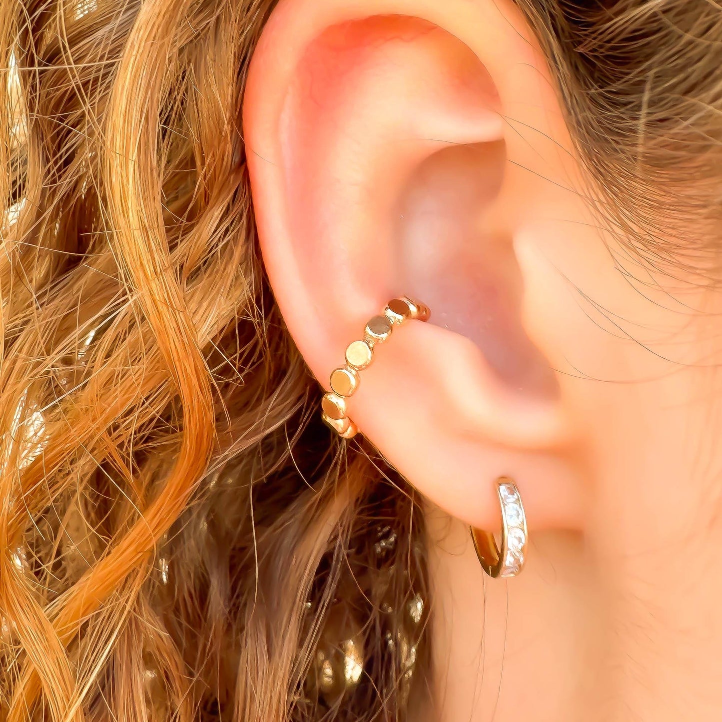 Flat Bead Conch Ear Cuff, 14K Gold Filled