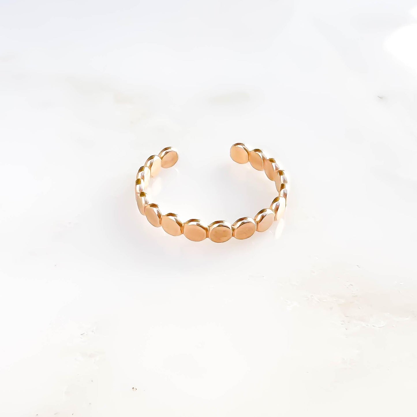 Dainty Flat Bead Conch Ear Cuff, 14K Gold Filled