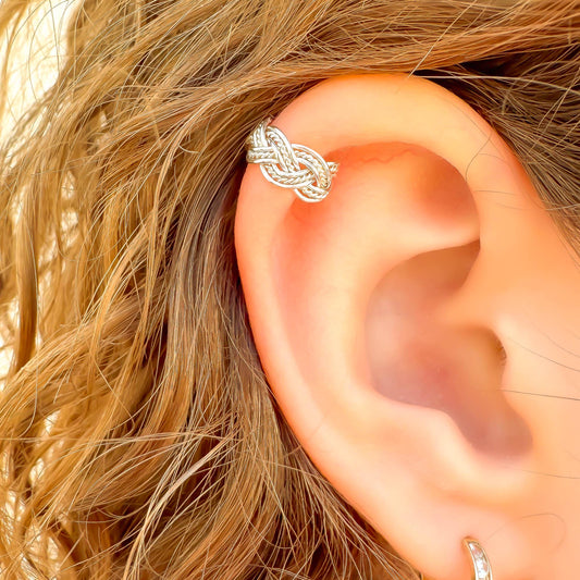 Mini Twist Braid Ear Cuff, Sterling Silver