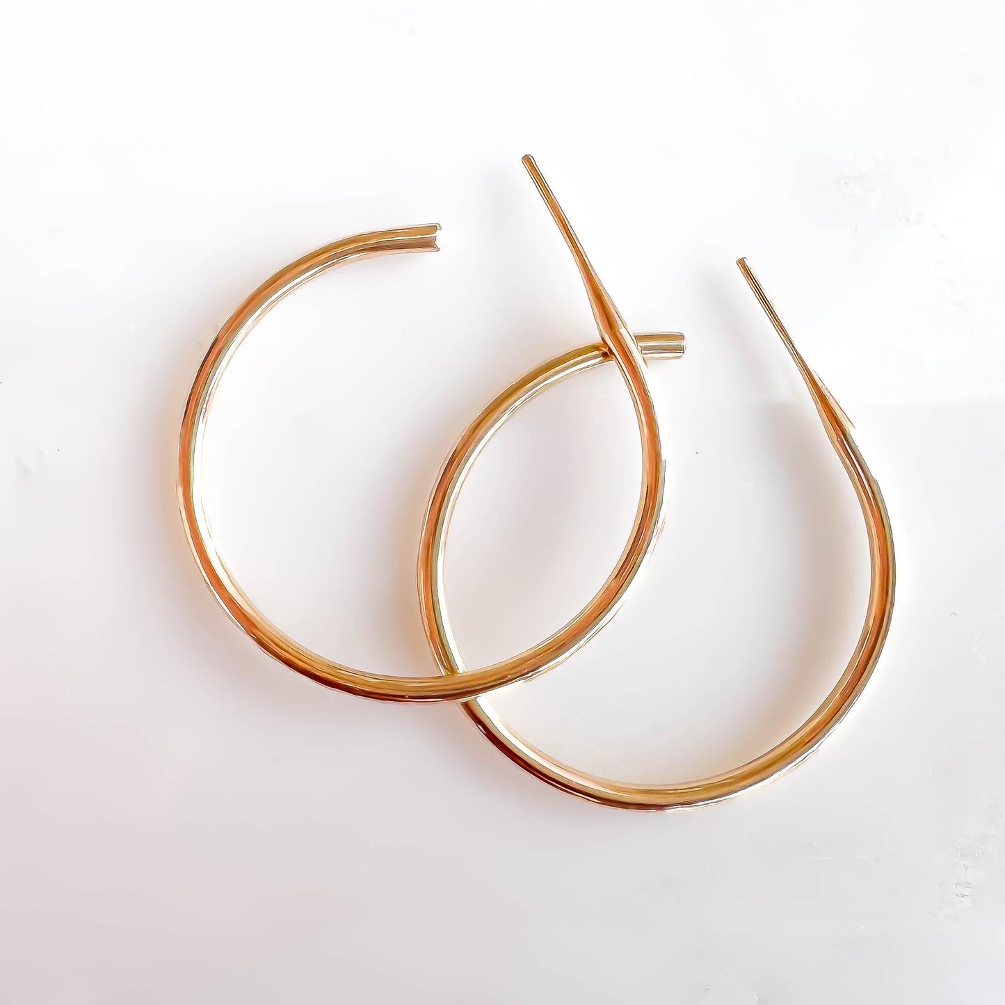 Midsized Hammered Half Hoop Earrings, 14K Gold Filled (1.2 inches)
