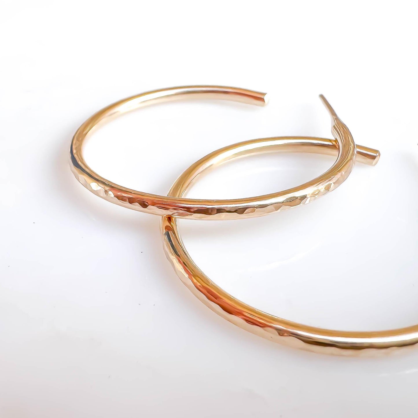 Midsized Hammered Half Hoop Earrings, 14K Gold Filled (1.2 inches)