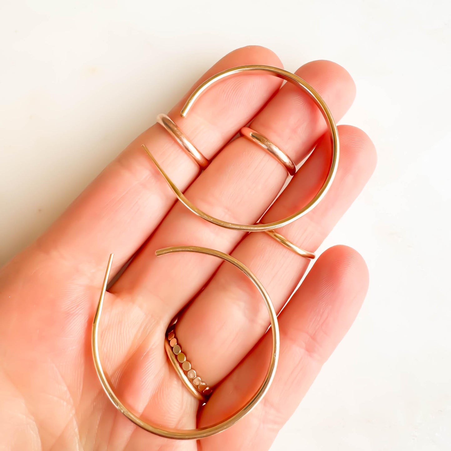 Midsized Flat Half Hoop Earrings, 14K Gold Filled (1.4 inches)