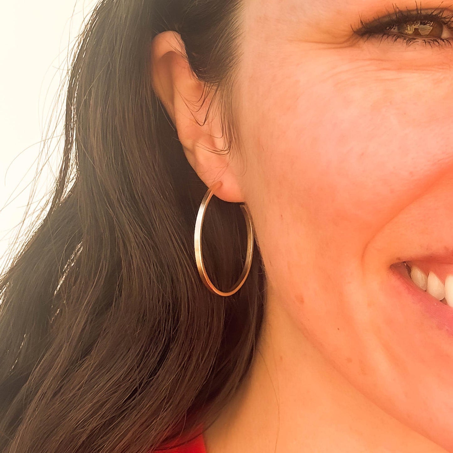 Midsized Flat Half Hoop Earrings, 14K Gold Filled (1.4 inches)