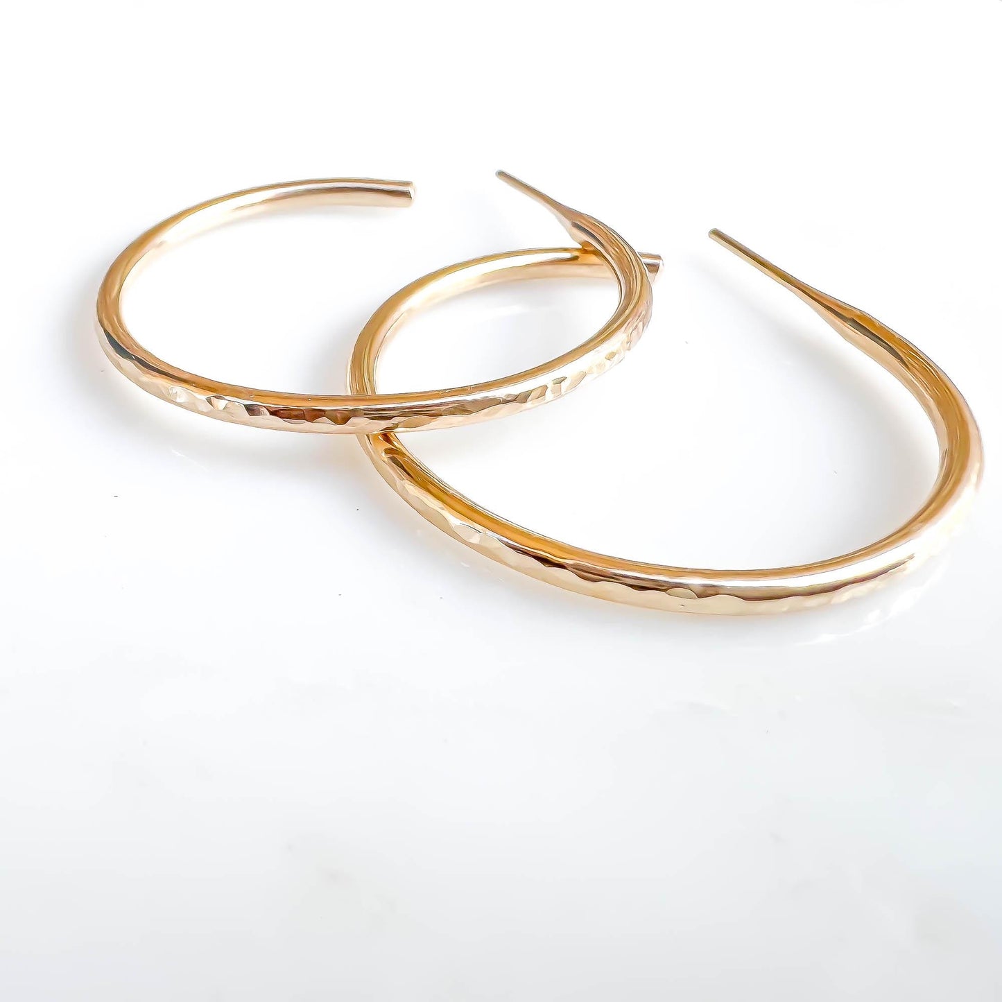 Midsized Hammered Half Hoop Earrings, 14K Gold Filled (1.2 inches)