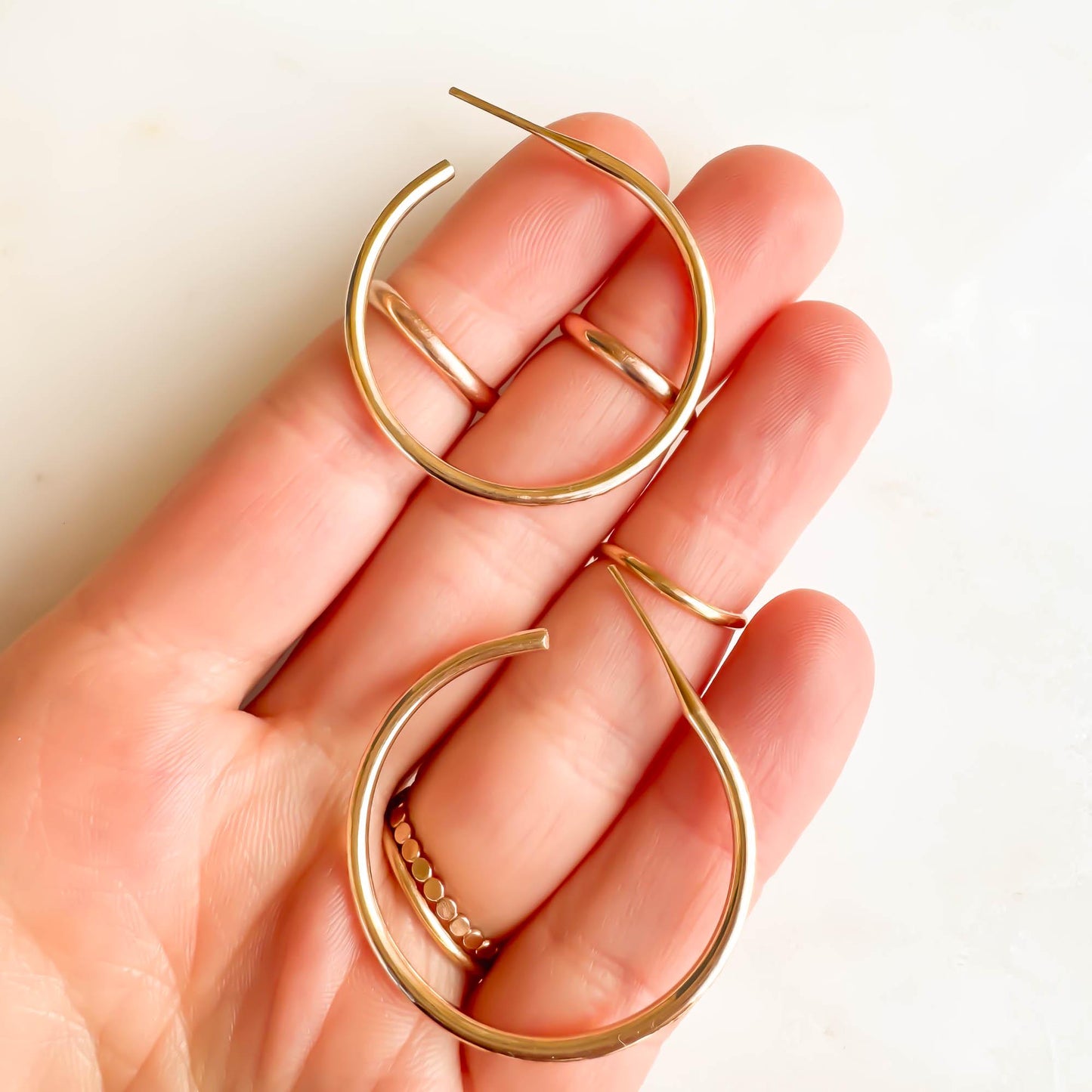 Midsized Hammered Half Hoop Earrings, 14K Gold Filled (1.2 inches)