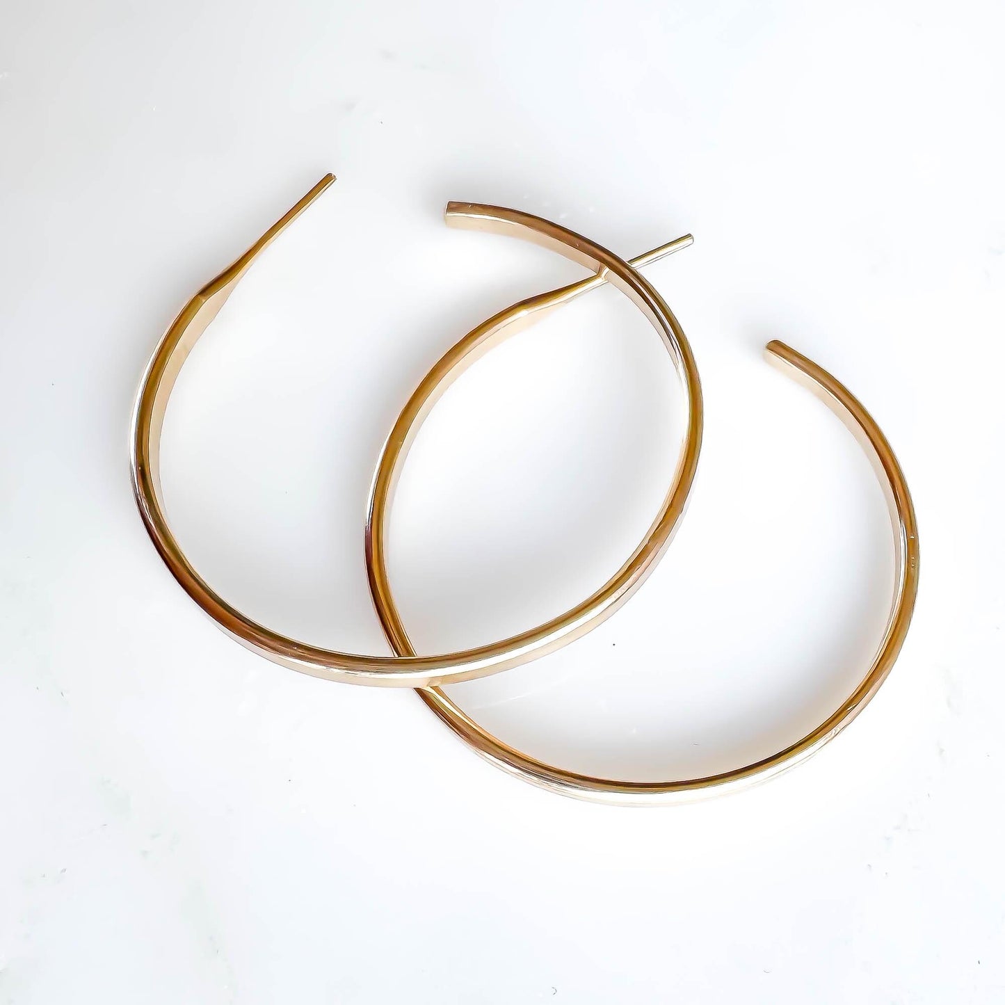 Midsized Flat Half Hoop Earrings, 14K Gold Filled (1.4 inches)