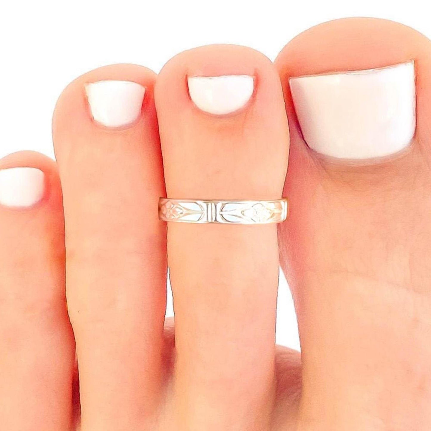 Floral Toe Ring, Sterling Silver