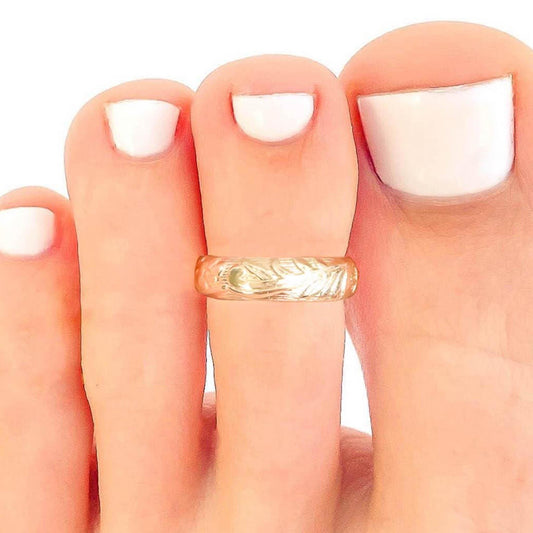 Floral Engraved Toe Ring, Sterling Silver