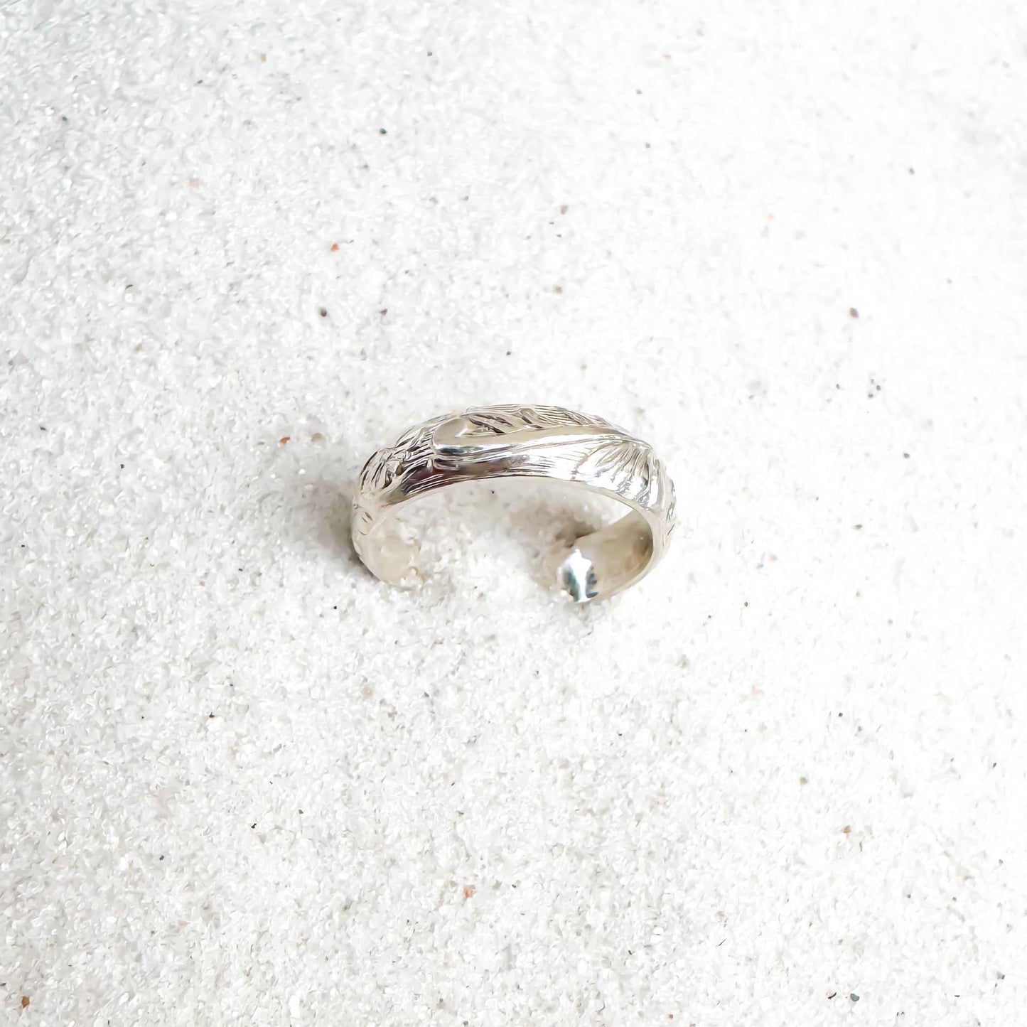 Floral Engraved Toe Ring, Sterling Silver