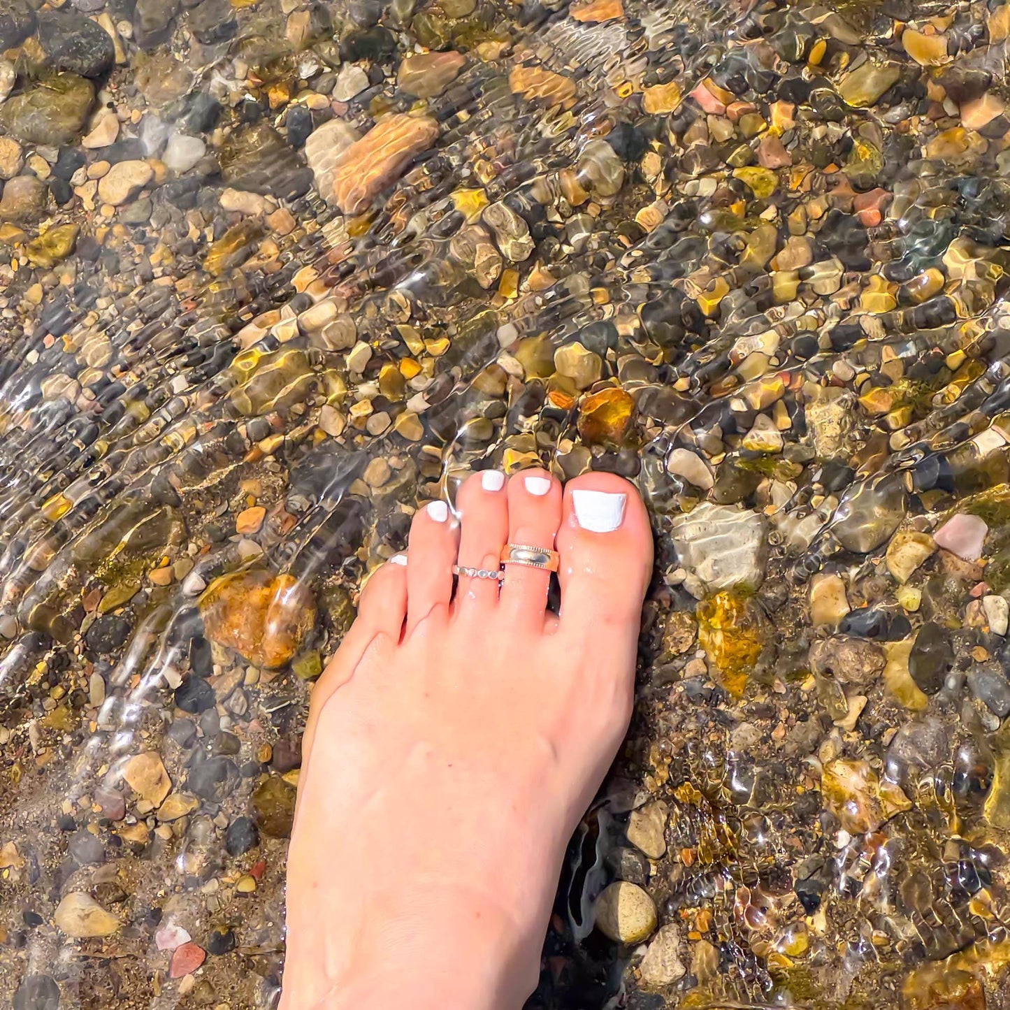 Flat Bead Toe Ring, Sterling Silver
