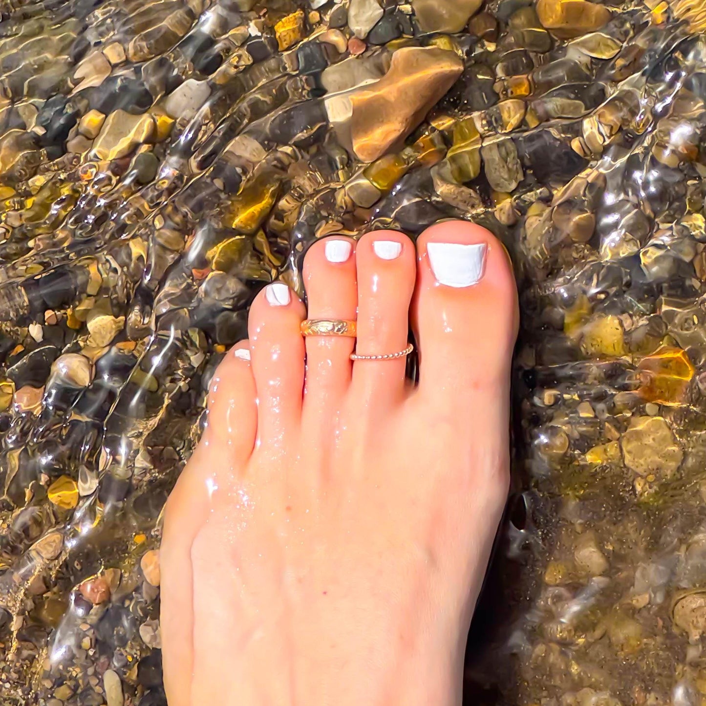 Floral Engraved Toe Ring, 14K Gold Filled