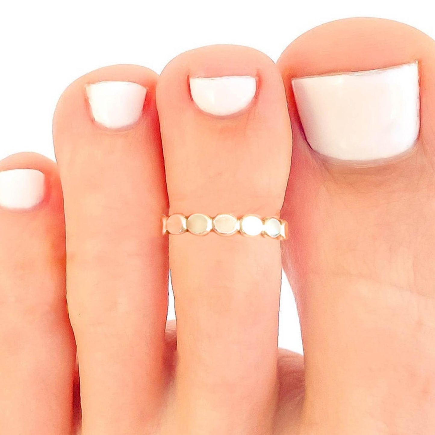 Flat Bead Toe Ring, Sterling Silver