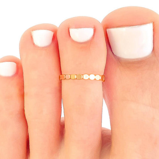Dainty Flat Bead Toe Ring, 14K Gold Filled