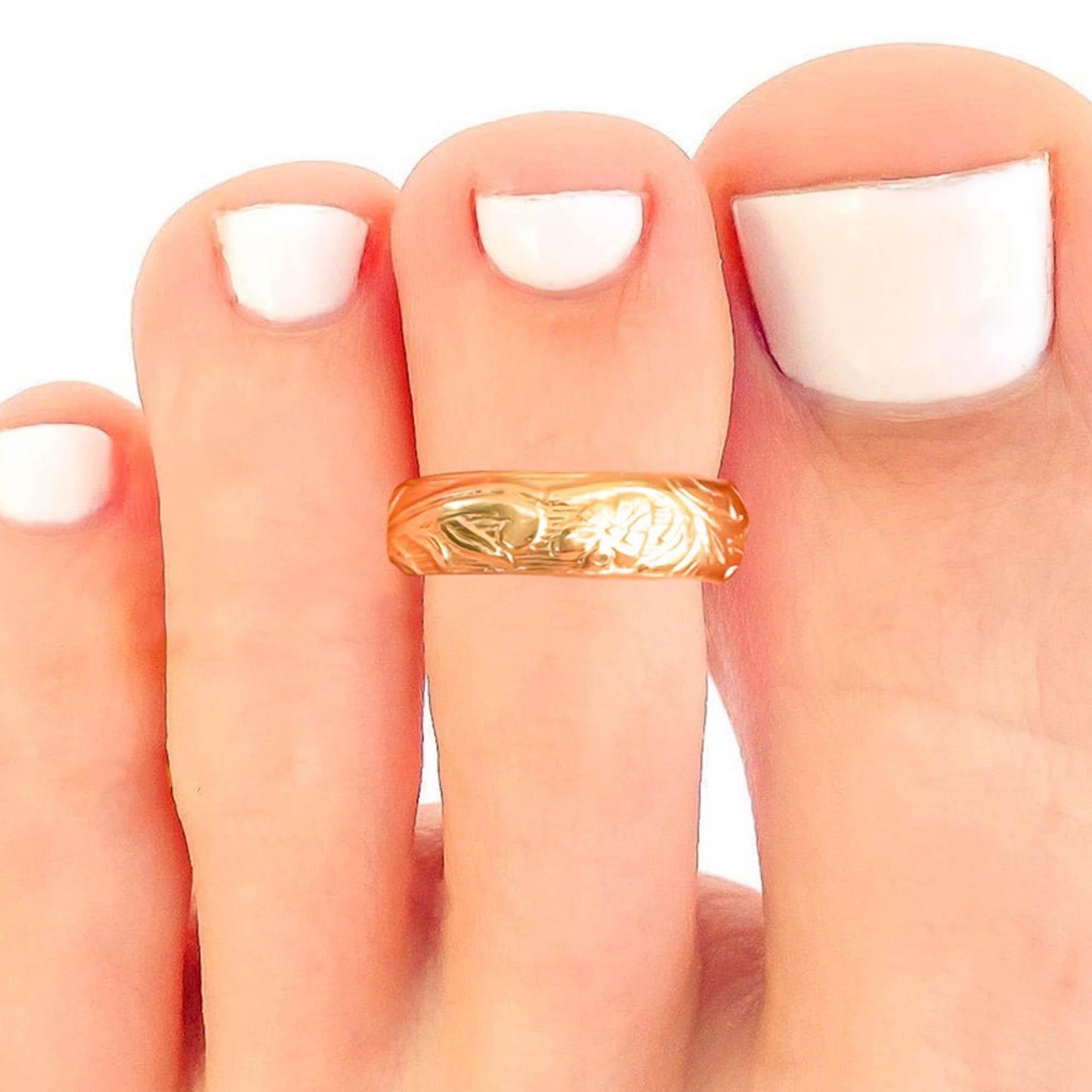 Floral Engraved Toe Ring, 14K Gold Filled
