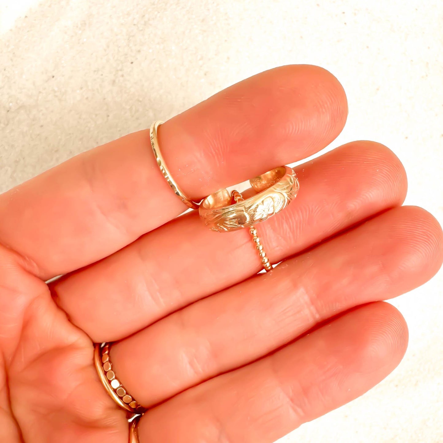 Floral Engraved Toe Ring, 14K Gold Filled