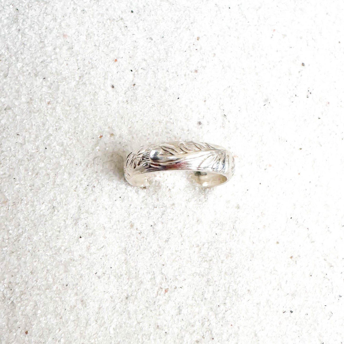 Floral Engraved Toe Ring, Sterling Silver