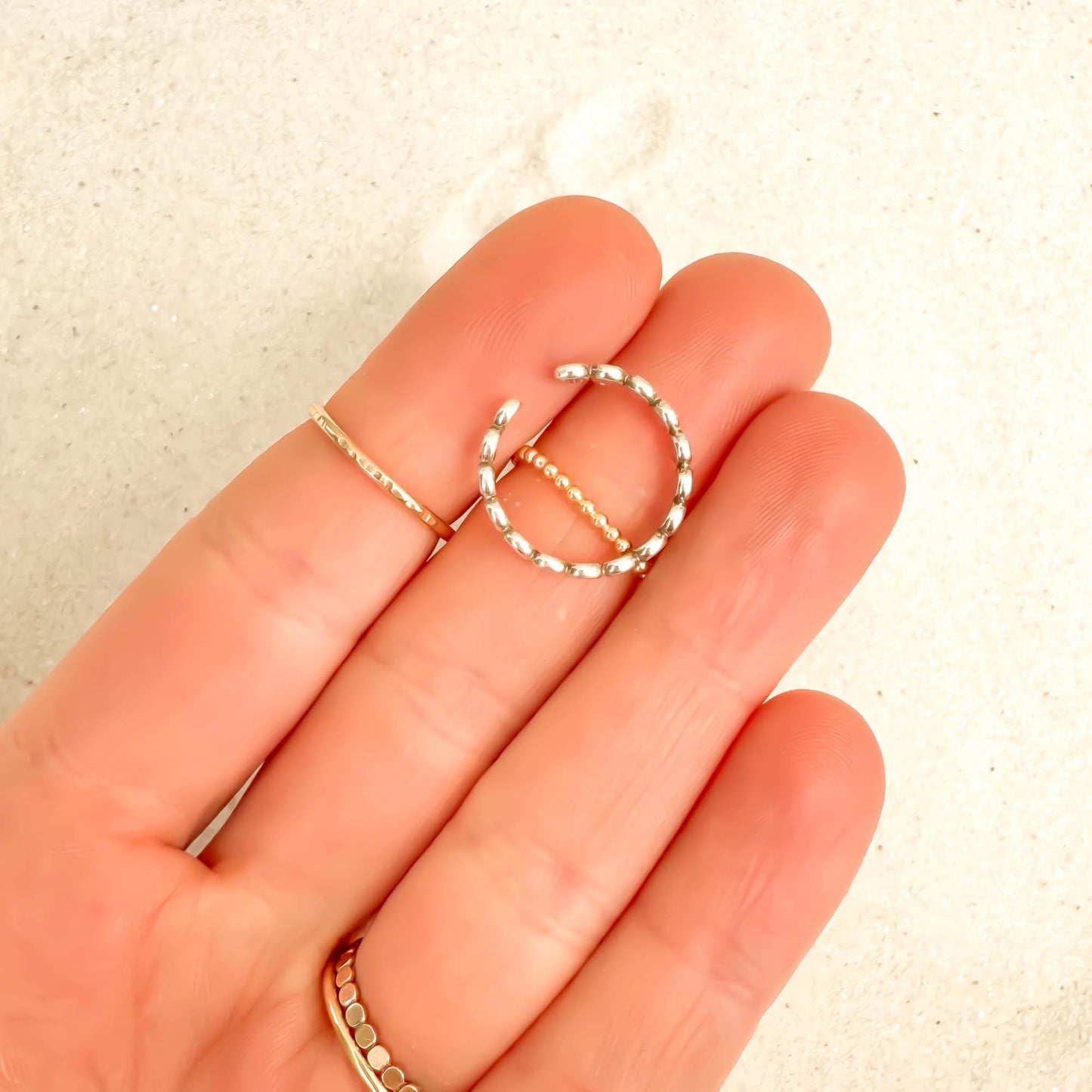 Flat Bead Toe Ring, Sterling Silver