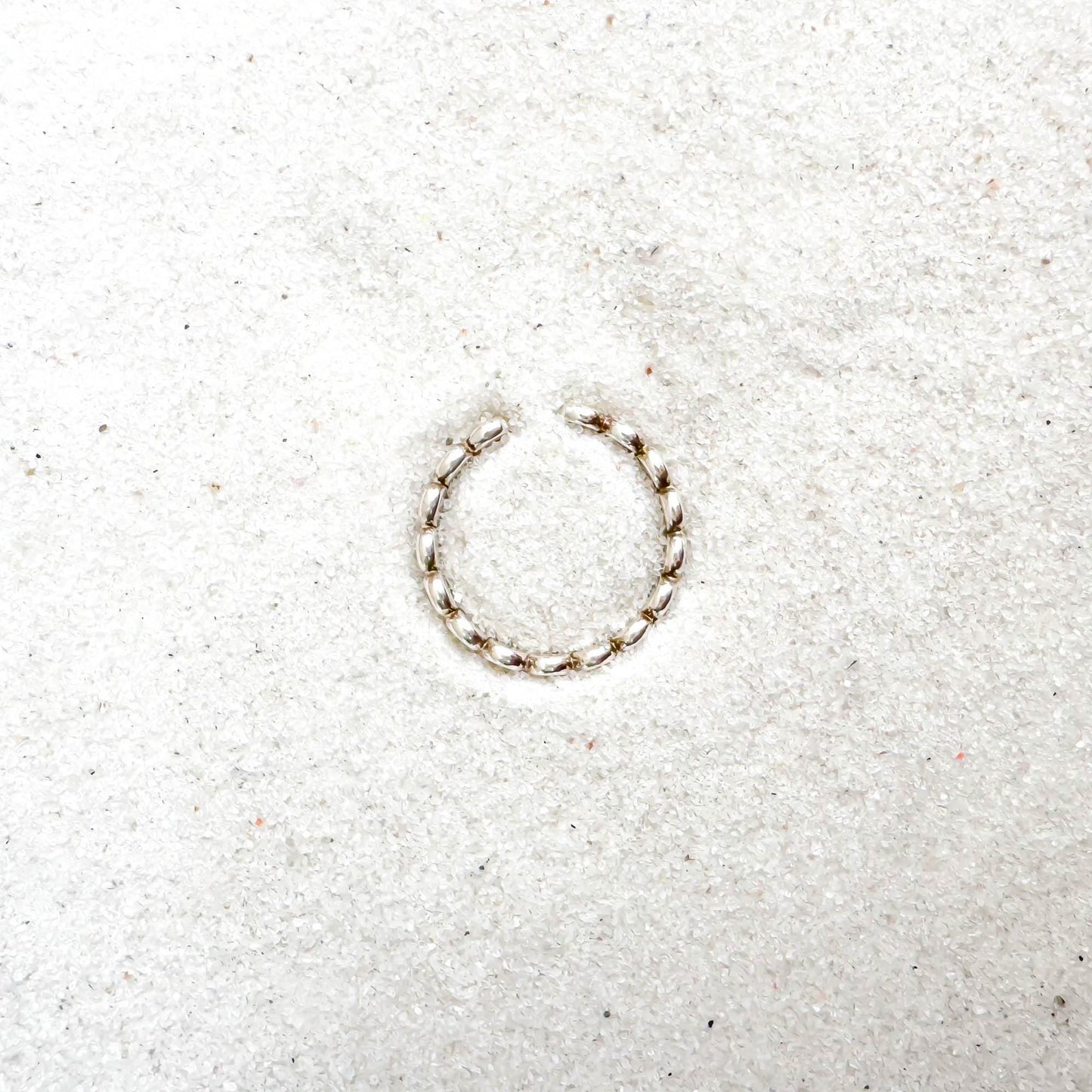 Flat Bead Toe Ring, Sterling Silver