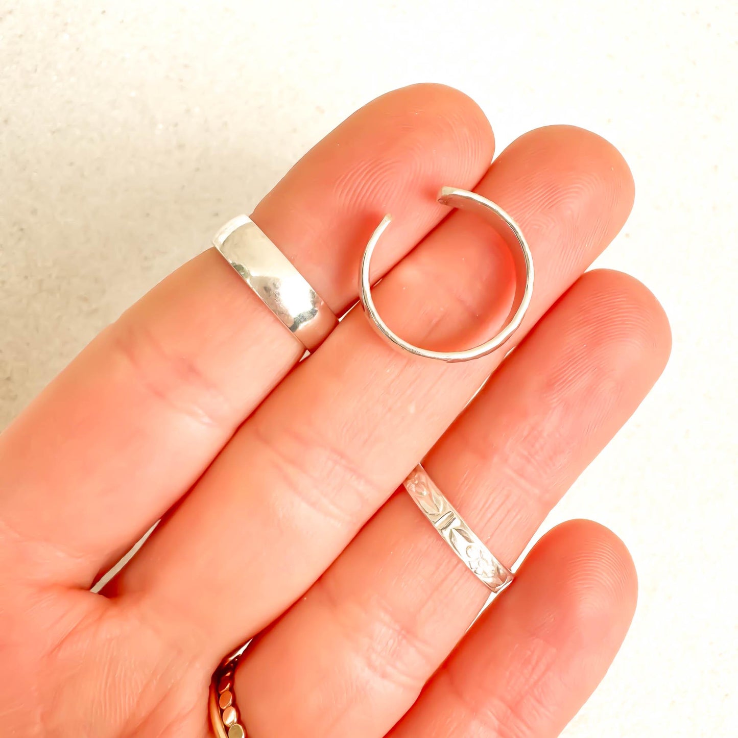 Hammered Domed Toe Ring, Sterling Silver