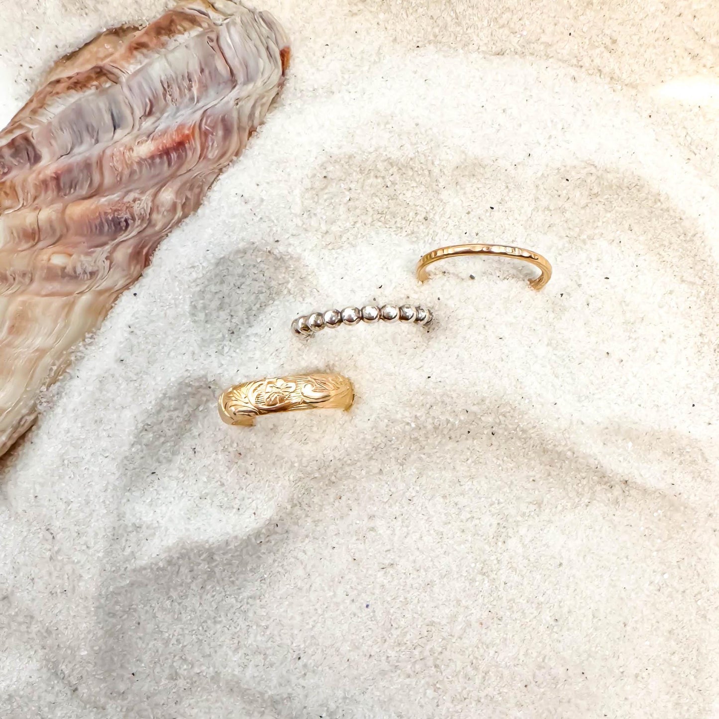 Floral Engraved Toe Ring, 14K Gold Filled