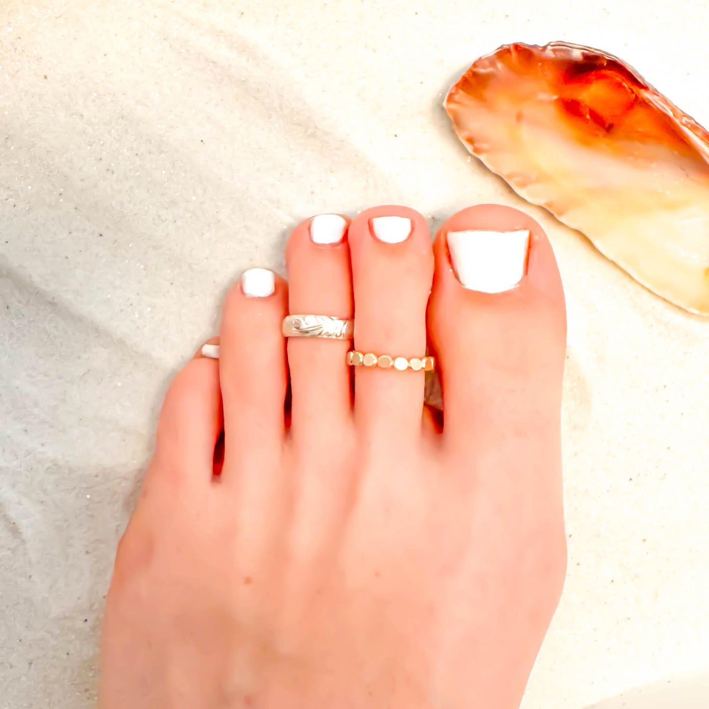 Floral Engraved Toe Ring, Sterling Silver