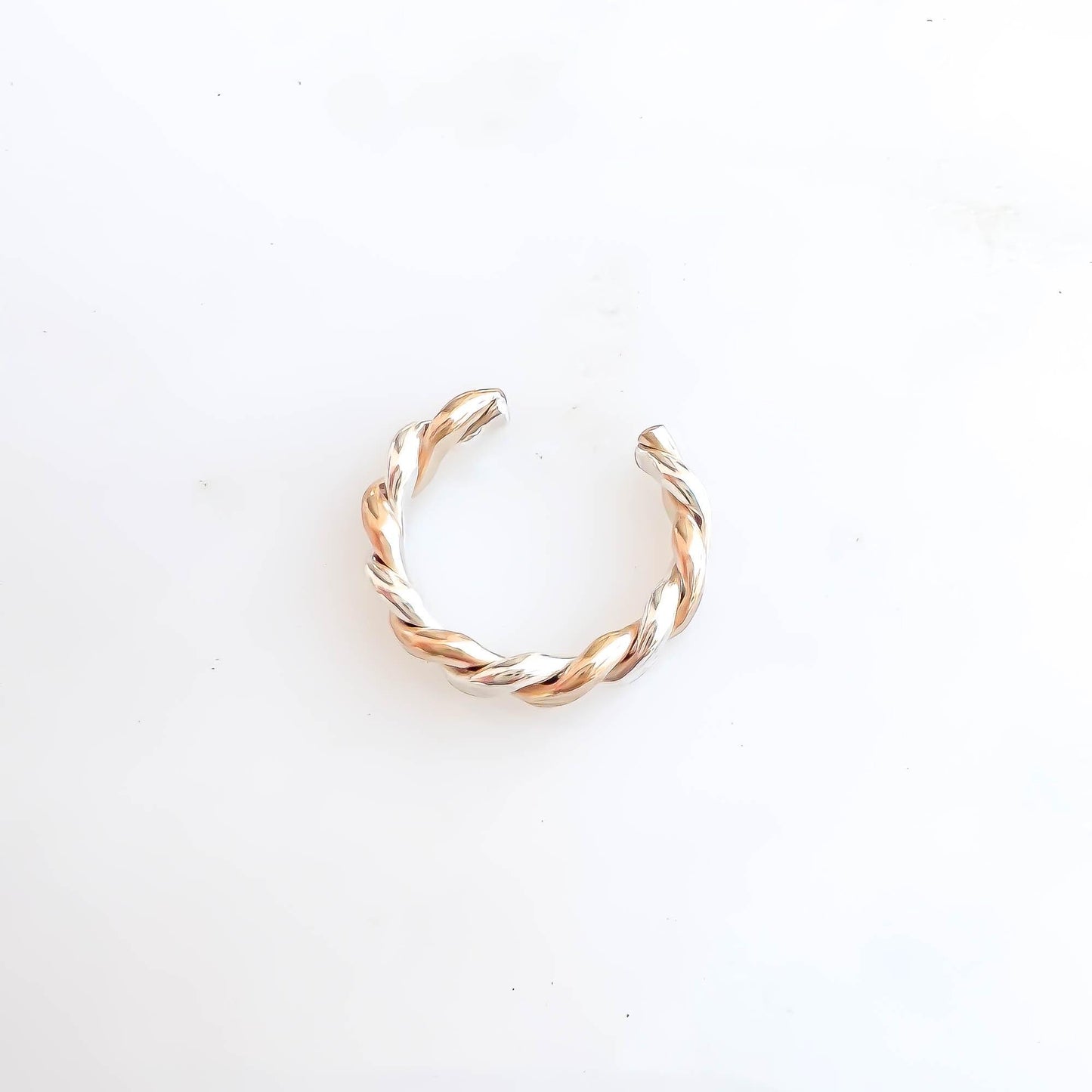 Two Toned Twist Conch Ear Cuff, 14K Gold Filled & Sterling Silver