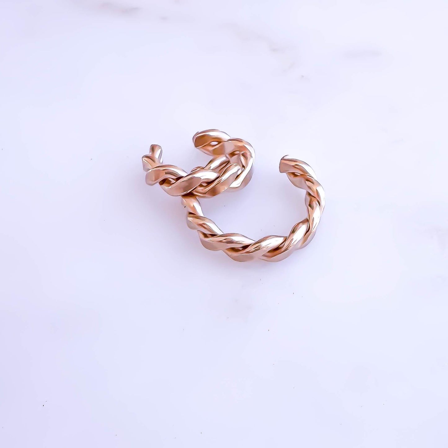 Twist Ear Cartilage Ear Cuff, 14K Rose Gold Filled