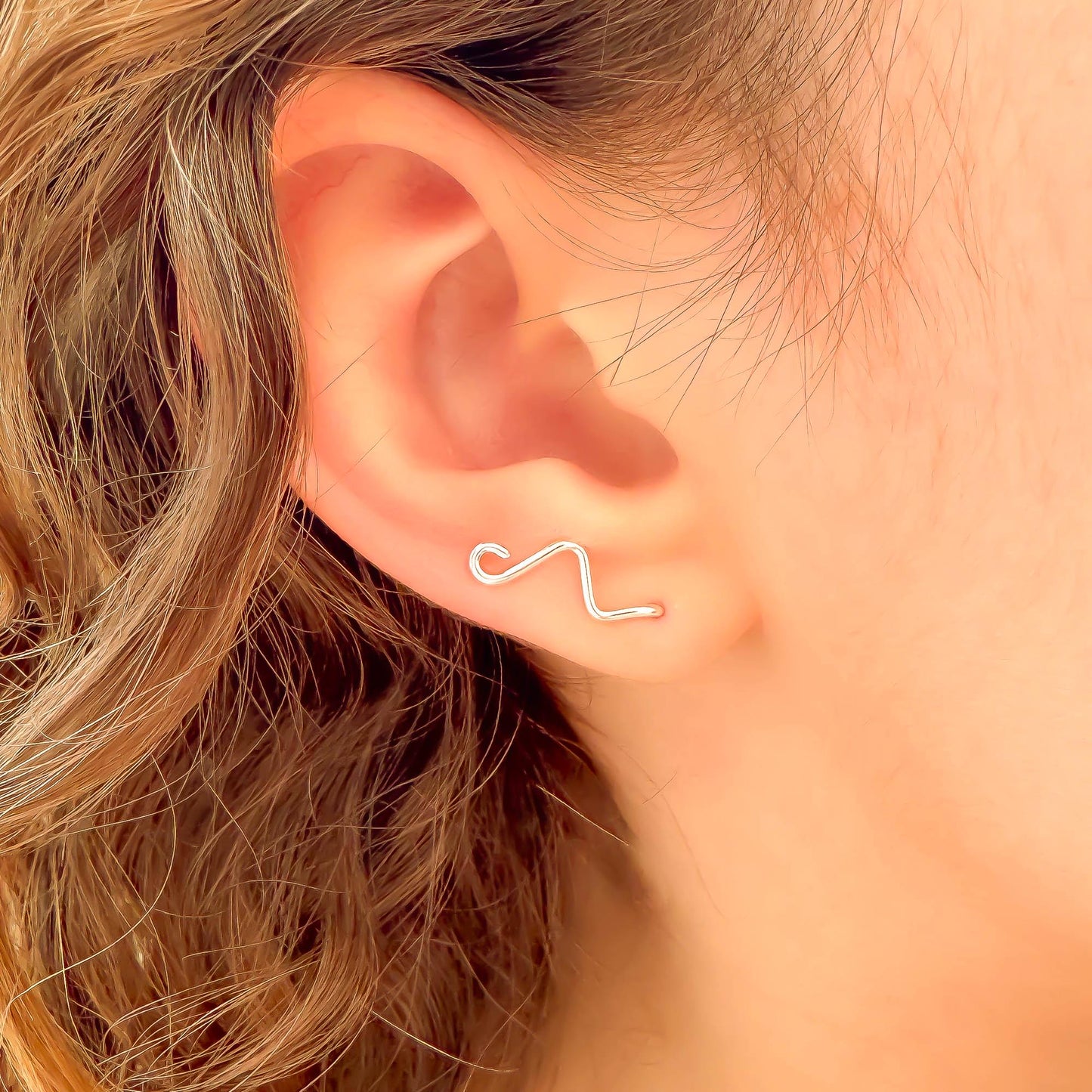 Curl Mini Ear Climber Earrings, 14K Gold Filled