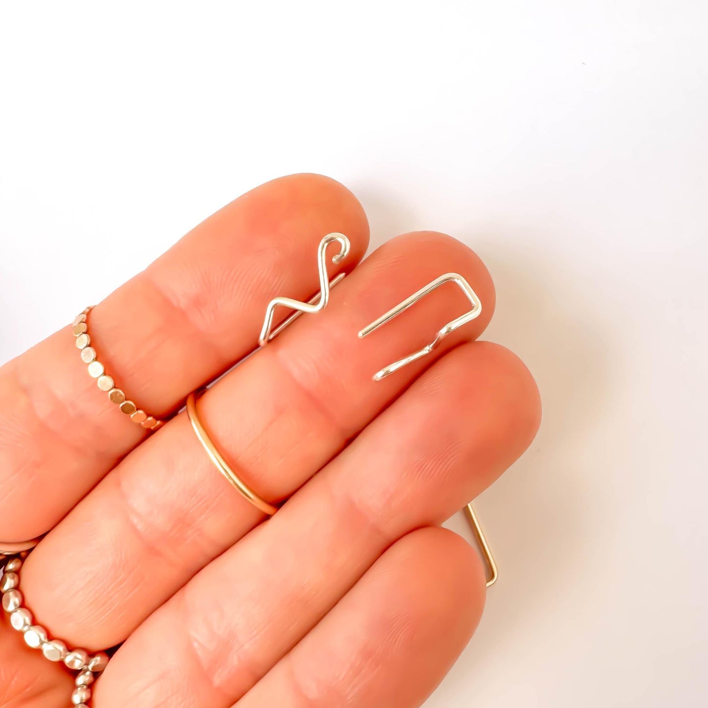 Curl Mini Ear Climber Earrings, 14K Gold Filled